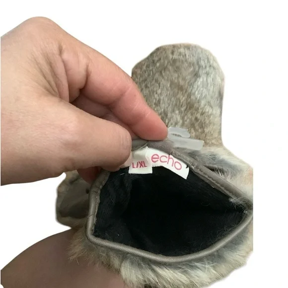 Echo Leather & Rabbit Fur Women’s Mittens L-XL Color Taupe Nude With Aloe NWT - Picture 3 of 12